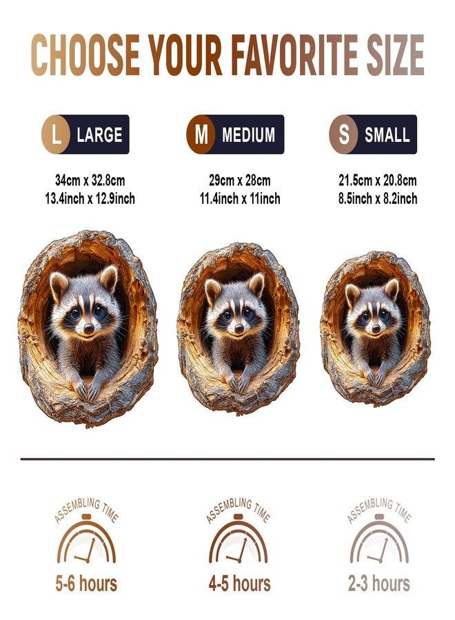 Purdicra Wooden Jigsaw Puzzles, Tree Hole Raccoon Wooden Puzzles for Adults with Unique Shape, Adult Jigsaw Puzzle, Birthday Gifts for Adults, 8.5"x8.2" - 100pcs - Image 3